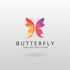Butterfly logo. Polygonal butterfly logotype  - 158613633