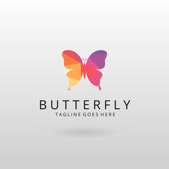 Butterfly logo. Polygonal butterfly logotype  - 158613656