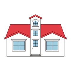 color sections silhouette facade house with attic vector illustration