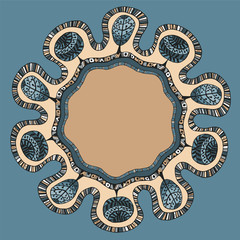 Layout template design with the round decorative frame