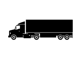 Black truck vector icon on white background