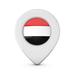 Yemen flag location marker icon. 3D Rendering