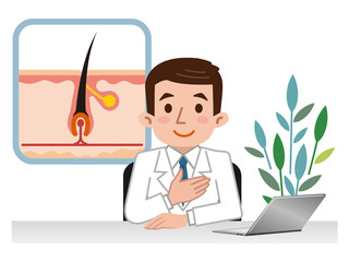 毛根の説明をする医師