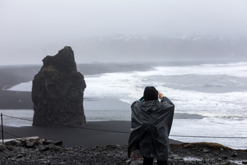 View on Kirkjufjara beach, Iceland