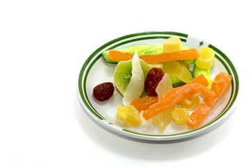Dried fruits isolated on white