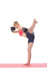 Fototapeta premium Girl in boxing gloves