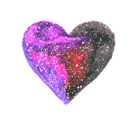 Watercolor heart in beautiful colors of space