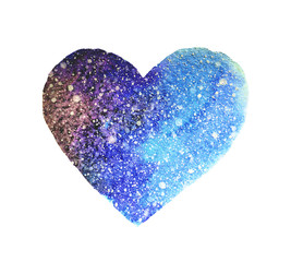 Watercolor heart in beautiful colors of space