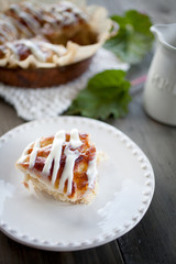 Sweet bun with rhubarb