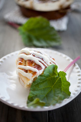 Sweet bun with rhubarb
