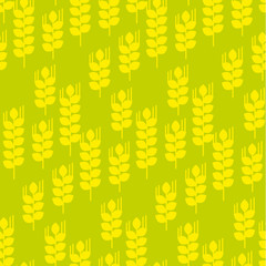 Vector seamless pattern with wheat ears and grains. Geometry concept modern repeatable motif.