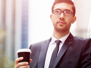 Portrait of handsome businessman outdoor