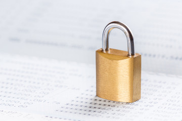 Key or padlock locked on passbook