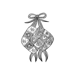 Ketupat  Indonesian fraditional Food. Zentangle style