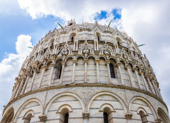 Place of Miracoli complex with the leaning tower of Pisa, Italy 