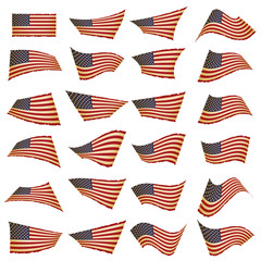 Fototapeta na wymiar American flag set.American flag blowing in the wind.Vector illustration
