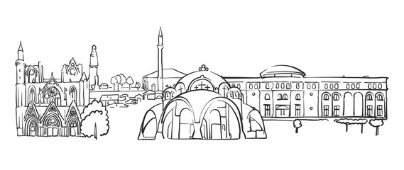 Obraz premium Skopje, Macedonia, Panorama Sketch