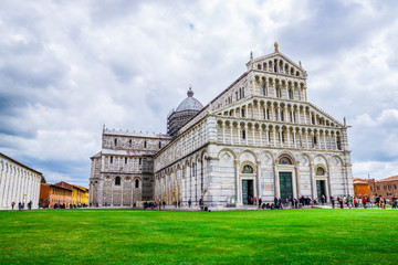 Fototapeta na wymiar Place of Miracoli complex with the leaning tower of Pisa, Italy 