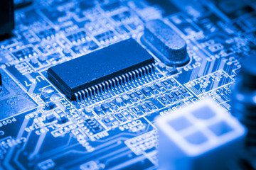 
Close up of Electronic Circuits in Technology on Mainboard computer background 
(logic board,cpu motherboard,Main board,system board,mobo)