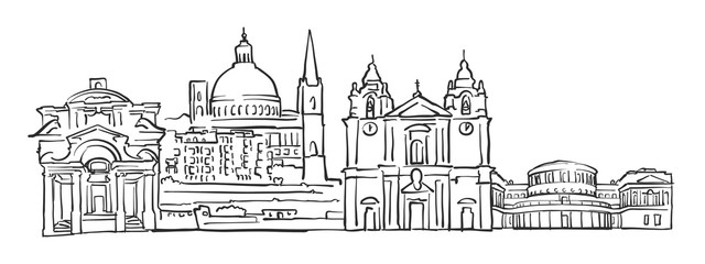 Valletta, Malta, Panorama Sketch