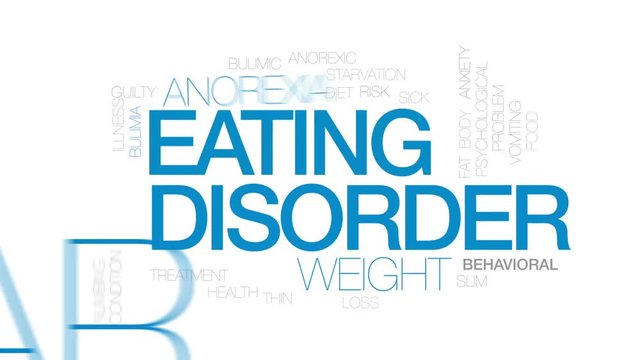 Eating disorder animated word cloud, text design animation. Kinetic typography.