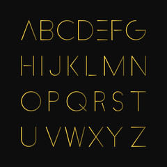 Obraz premium Gold minimalistic font. Luxury english alphabet.