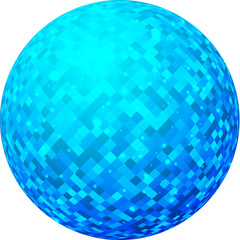 Blue ball with geometric pattern.