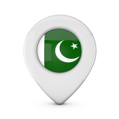 Pakistan flag location marker icon. 3D Rendering