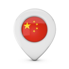 China flag location marker icon. 3D Rendering