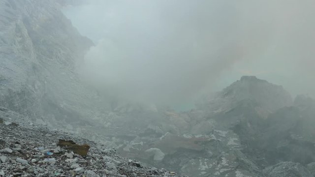 Sulphuric gases in Ijen Crater (Kawah Ijen) in Indonesia