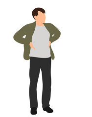 Vector, isolated man standing, flat style
