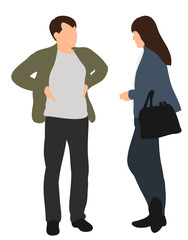 Vector, isolated man and woman talking, flat style