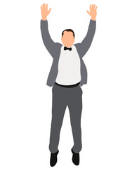 Vector, isolated man jumping, flat style