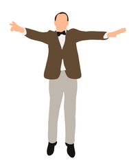 isolated man jumping, flat style