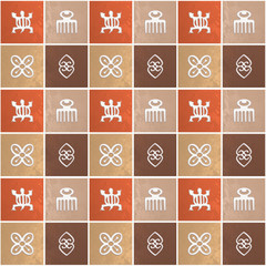 Ethnic african pattern with Adinkra simbols