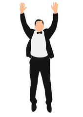 isolated silhouette black and white man jumping