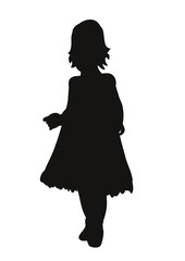 Vector, isolated silhouette little girl