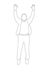 contours man in suit jumping, sketching
