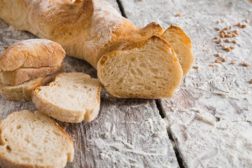 Bakery concept. Plenty of sliced white bread background