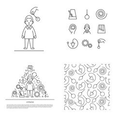 Big set of hypnosis concept.