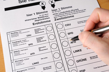 Stimmzettel zur Bundestagswahl
