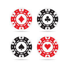 Poker chips set isolated on white background.  illustration