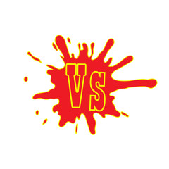 Naklejka premium Versus letters or vs logo vector emblem on explosion shape