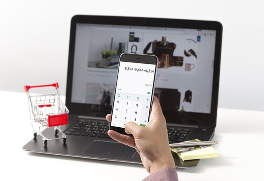 Smartphone online shopping in commerce website