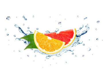 Fototapeta na wymiar Grapefruit and orange splash water isolated on a white background