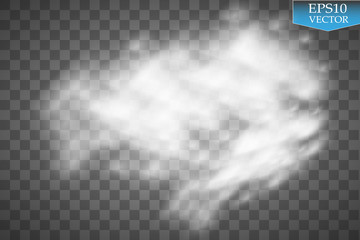 Fog or smoke isolated transparent special effect. White vector cloudiness, mist or smog background. Vector illustration