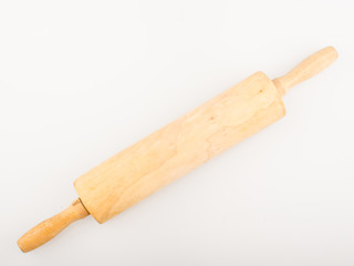 Rolling pin isolated on white background close up