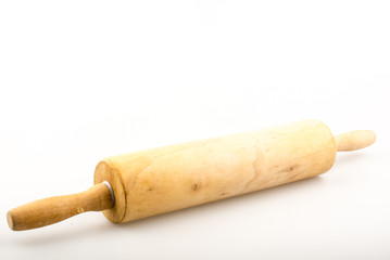 Rolling pin isolated on white background close up