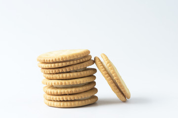 Crackers on the white background
