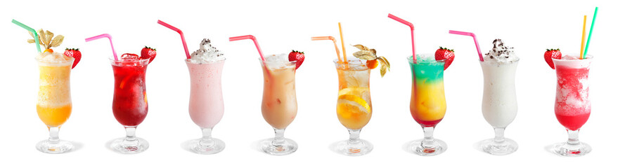 Cocktails on isolated white